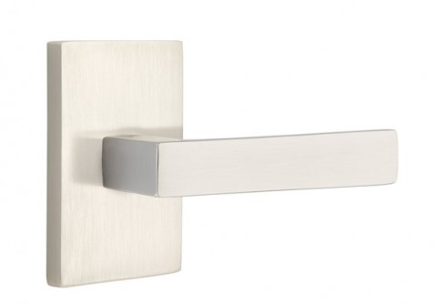 Emtek Dumont Lever Modern Rect. Rosette Passage RH, Satin Nickel