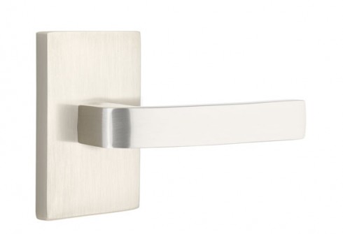 Emtek Breslin Lever Modern Rect. Rosette Privacy RH, Satin Nickel