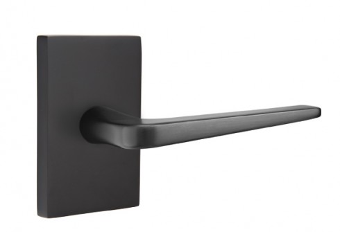 Emtek Athena Lever Modern Rect. Rosette Privacy LH, Flat Black