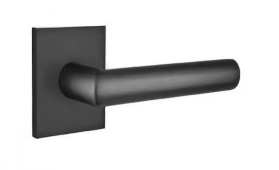 Emtek Stuttgart Lever Square Rosette Passage LH, Flat Black