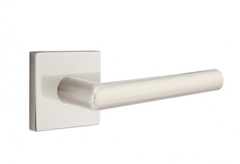 Emtek Stuttgart Lever Square Rosette Privacy LH, Satin Nickel