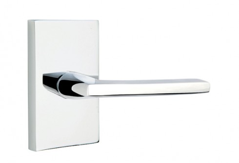 Emtek Breslin Lever Modern Rect. Rosette Passage RH, Polished Chrome