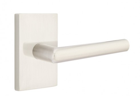 Emtek Stuttgart Lever Modern Rect. Rosette Passage RH, Satin Nickel