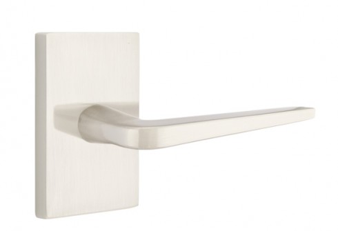 Emtek Athena Lever Modern Rect. Rosette Privacy RH, Satin Nickel