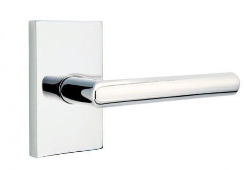 Emtek Stuttgart Lever Modern Rect. Rosette Privacy RH, Polished Chrome