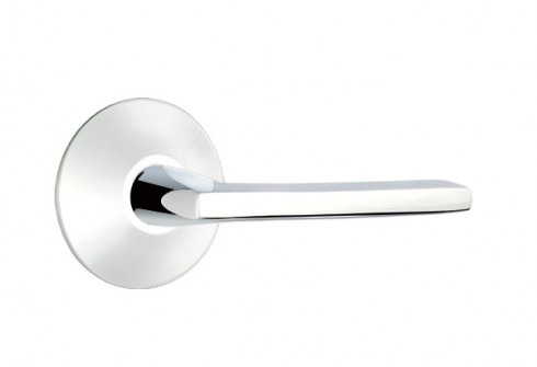 Emtek Helios Lever Modern Rosette Privacy RH, Polished Chrome