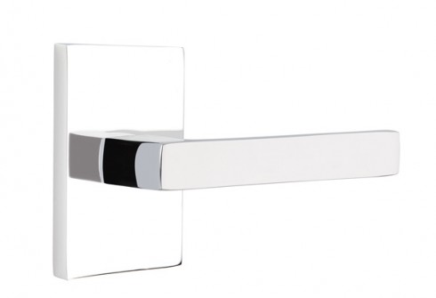 Emtek Dumont Lever Modern Rect. Rosette Privacy LH, Polished Chrome