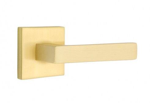 Emtek Dumont Lever Square Rosette Dummy, Satin Brass