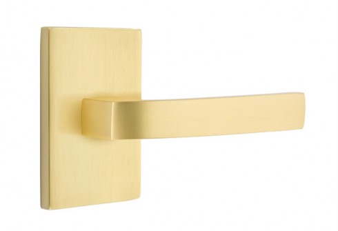 Emtek Breslin Lever Modern Rect. Rosette Dummy, Satin Brass