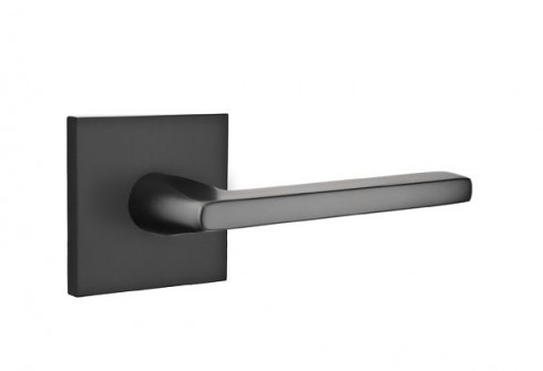 Emtek Helios Lever Square Rosette Passage RH, Flat Black