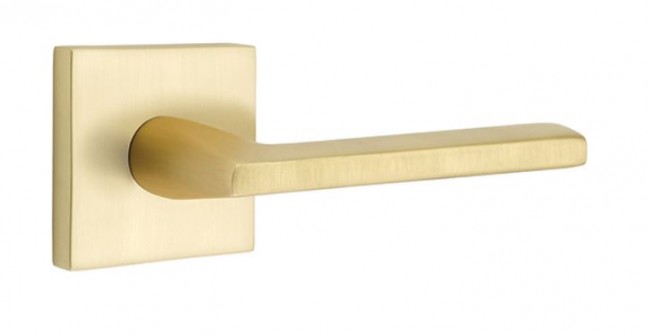 Emtek Helios Lever Square Rosette Passage LH, Satin Brass