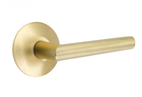 Emtek Stuttgart Lever Modern Rosette Privacy LH, Satin Brass
