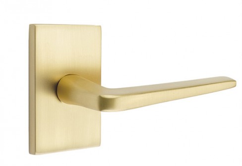 Emtek Athena Lever Modern Rect. Rosette Passage RH, Satin Brass