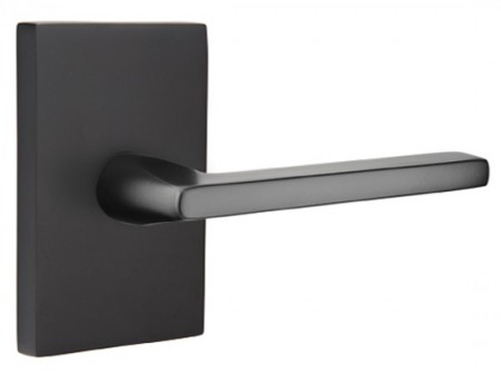 Emtek Helios Lever Modern Rect. Rosette Passage LH, Flat Black