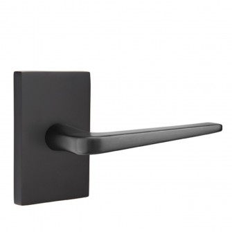 Emtek Athena Lever Modern Rect. Rosette Passage RH, Flat Black