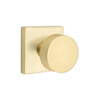 Emtek Round Knob Square Rosette Privacy LH, Satin Brass