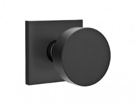 Emtek Round Knob Square Rosette Passage LH, Flat Black