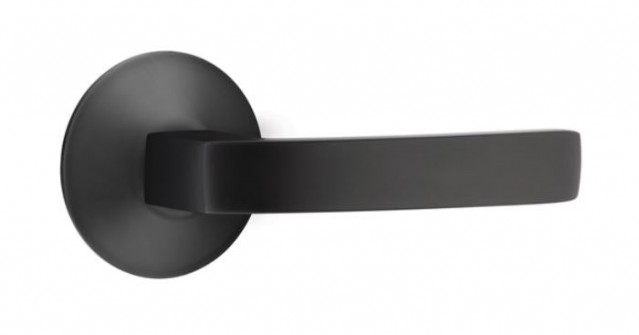 Emtek Breslin Lever Square Rosette Passage LH, Flat Black