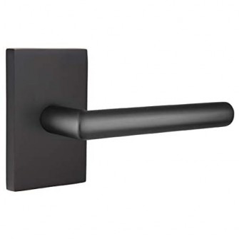 Emtek Stuttgart Lever Modern Rect. Rosette Passage LH, Flat Black
