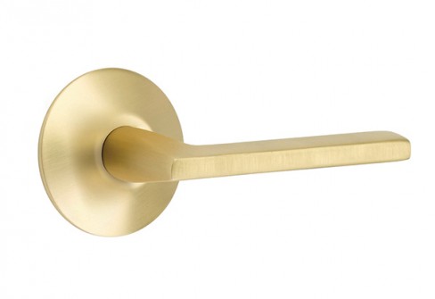Emtek Helios Lever Modern Rosette Privacy LH, Satin Brass