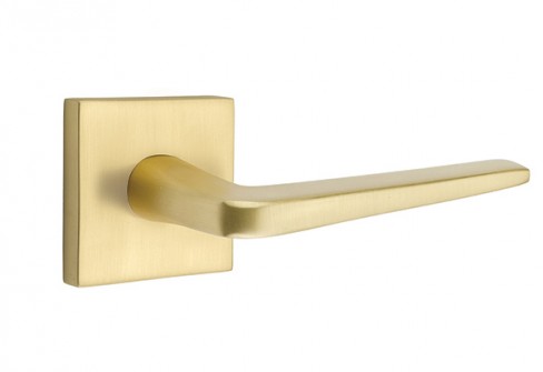 Emtek Athena Lever Square Rosette Passage RH, Satin Brass