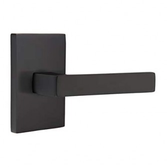 Emtek Dumont Lever Modern Rect. Rosette Passage LH, Flat Black
