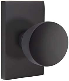 Emtek Round Knob Modern Rect. Rosette Privacy RH, Flat Black