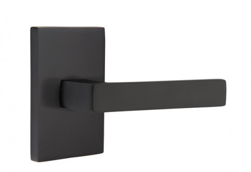 Emtek Breslin Lever Modern Rect. Rosette Dummy, Flat Black