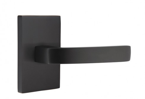 Emtek Breslin Lever Modern Rect. Rosette Passage LH, Flat Black