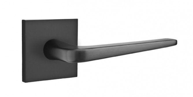 Emtek Athena Lever Square Rosette Passage RH, Flat Black