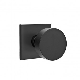Emtek Round Knob Square Rosette Privacy RH, Flat Black