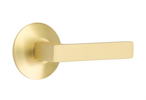 Emtek Dumont Lever Square Rosette Privacy RH, Satin Brass