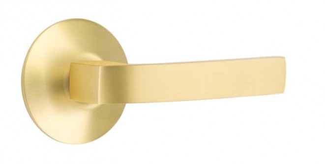 Emtek Breslin Lever Modern Rosette Passage LH, Satin Brass