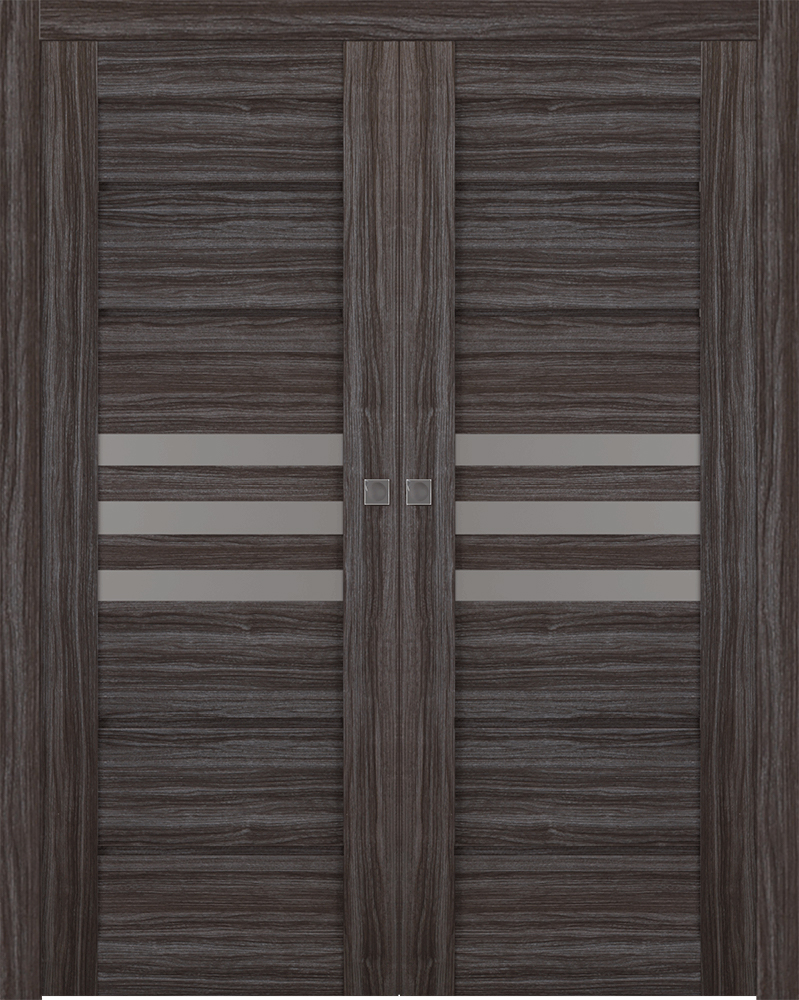 Dome Vetro Gray Oak Double pocket doors
