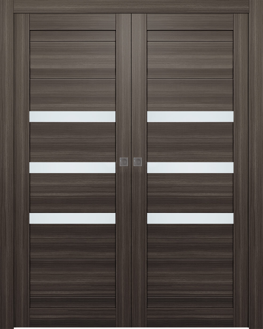 Dora Vetro Gray Oak Double pocket doors