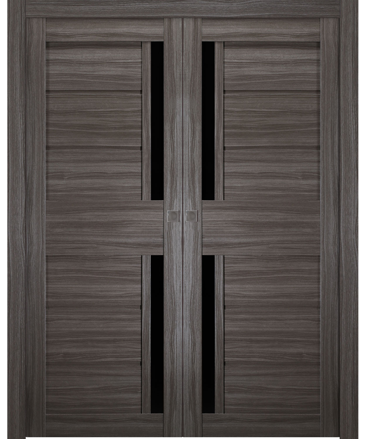 Esta Bl Vetro Gray Oak Double pocket doors