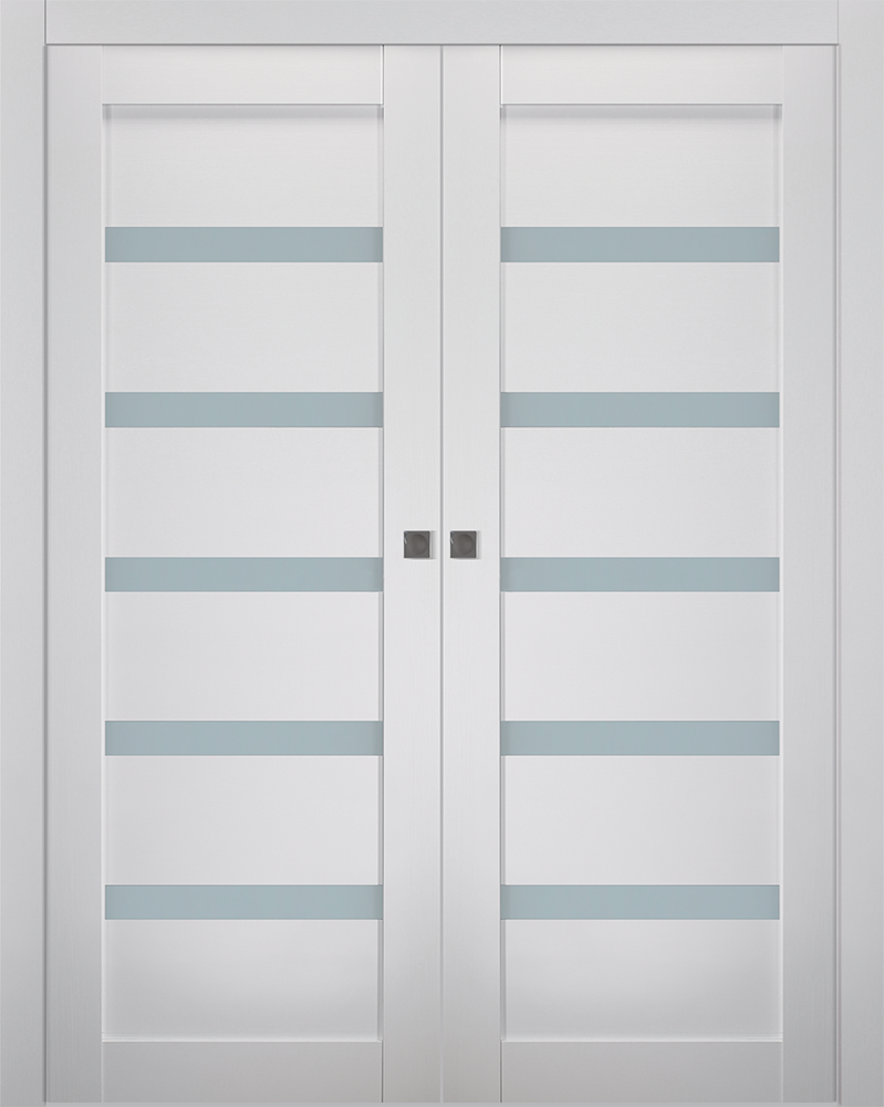 Leora Vetro Bianco Noble Double pocket doors