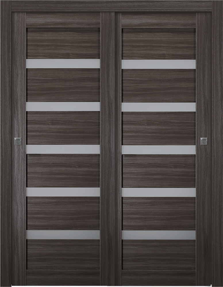 Leora Vetro Gray Oak Bypass doors