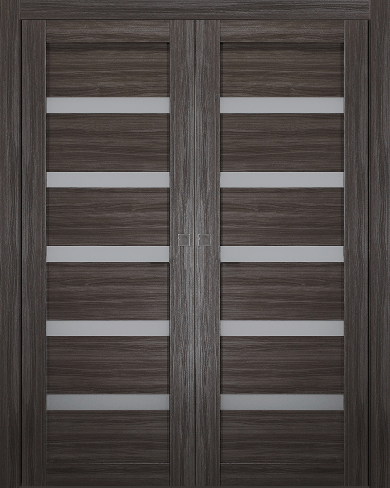 Leora Vetro Gray Oak Double pocket doors
