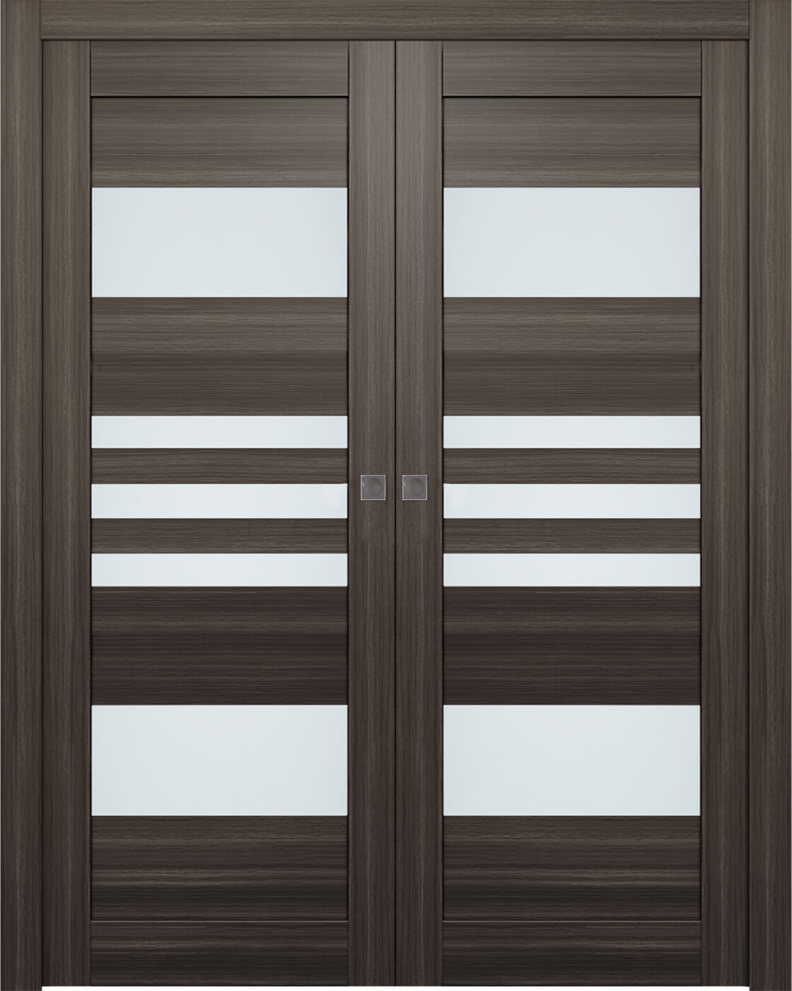 Leti Vetro Gray Oak Double pocket doors