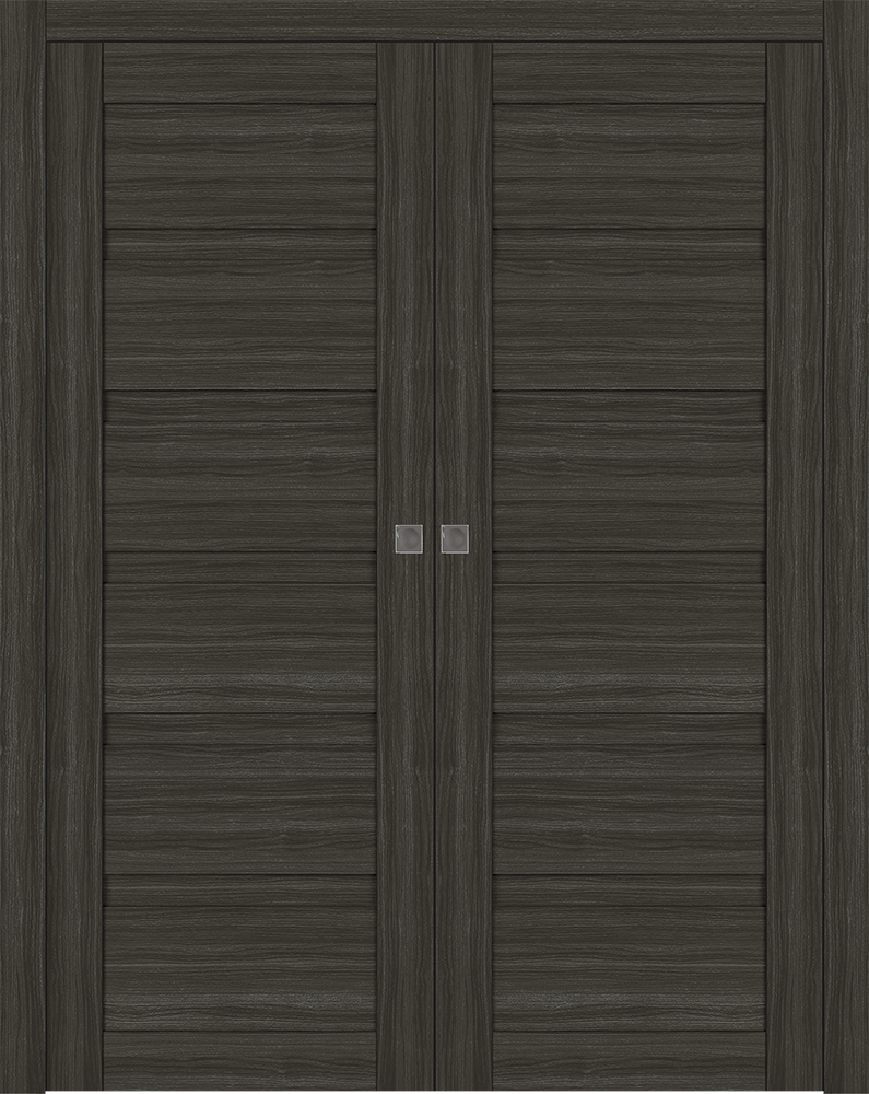 Louver Gray Oak Double pocket doors