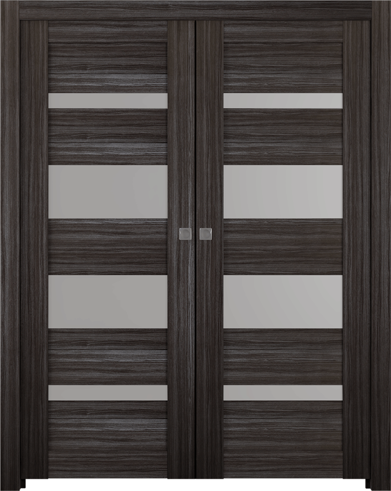Mirella Vetro Gray Oak Double pocket doors