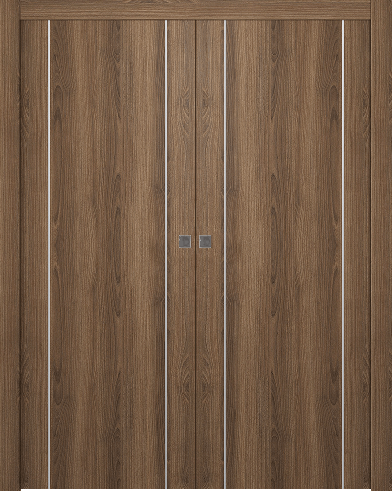 Optima 2U Pecan Nutwood Double pocket doors