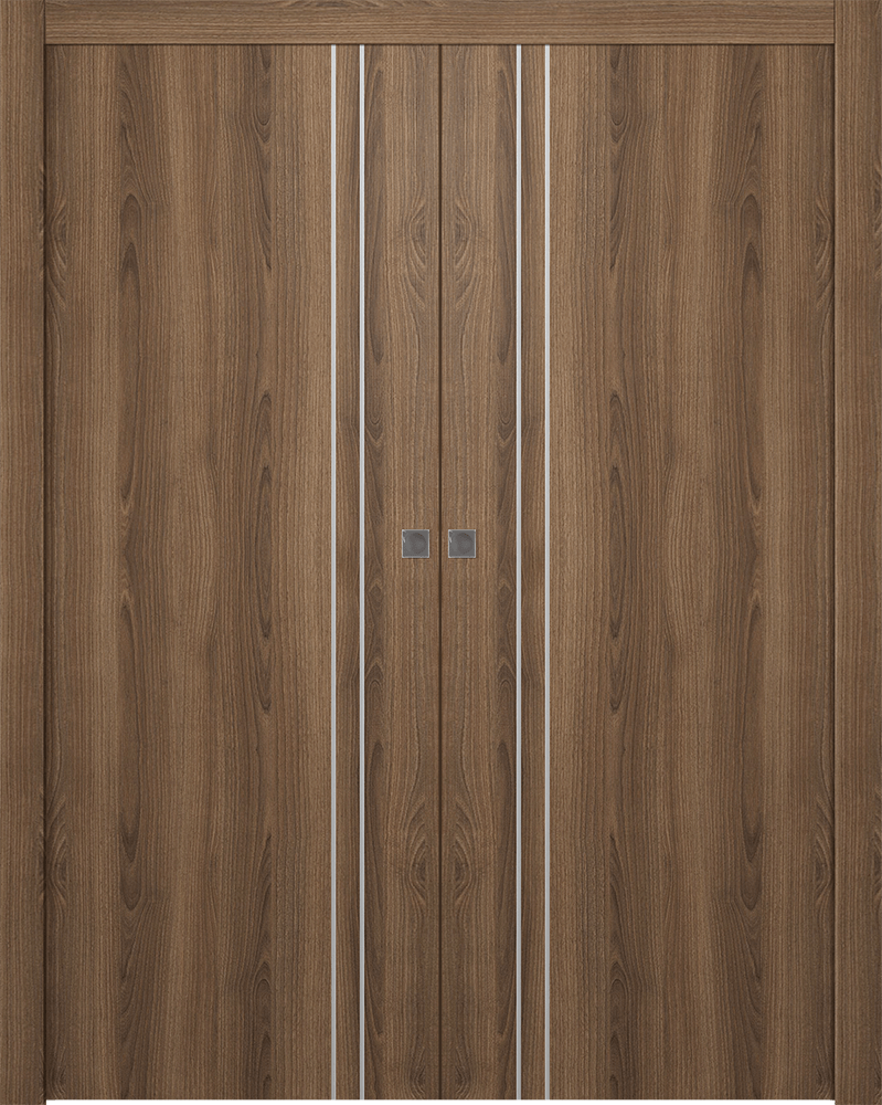 Optima 2V Pecan Nutwood Double pocket doors
