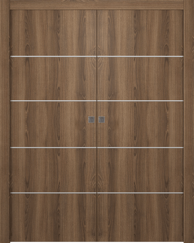 Optima 4H Pecan Nutwood Double pocket doors