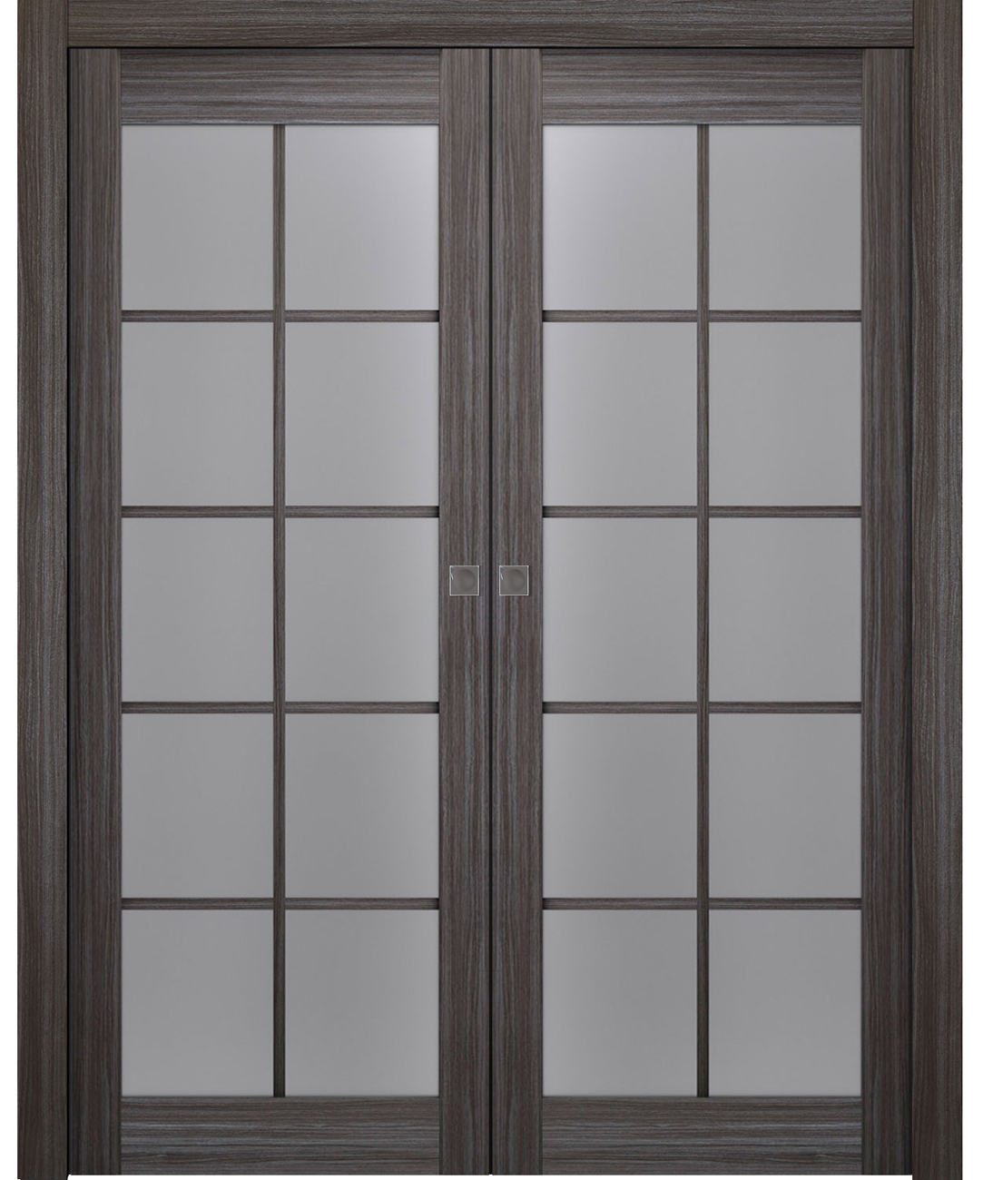 Palladio 10 Lite Vetro Gray Oak Double pocket doors