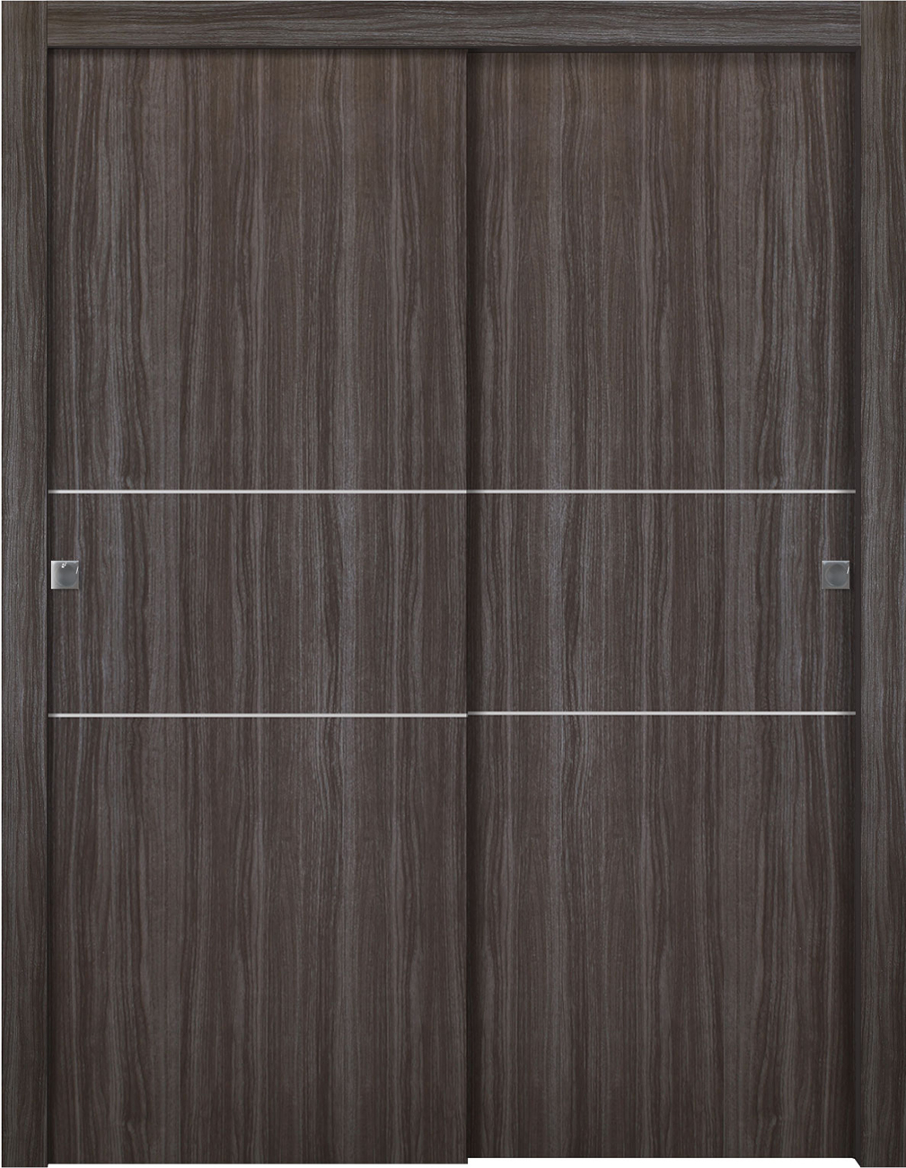 Palladio 2H Gray Oak Bypass doors
