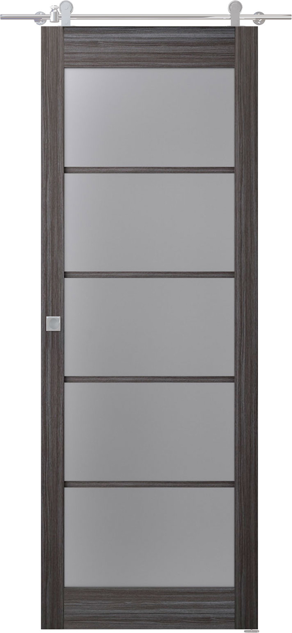 Palladio 5 Lite Vetro Gray Oak Barn doors