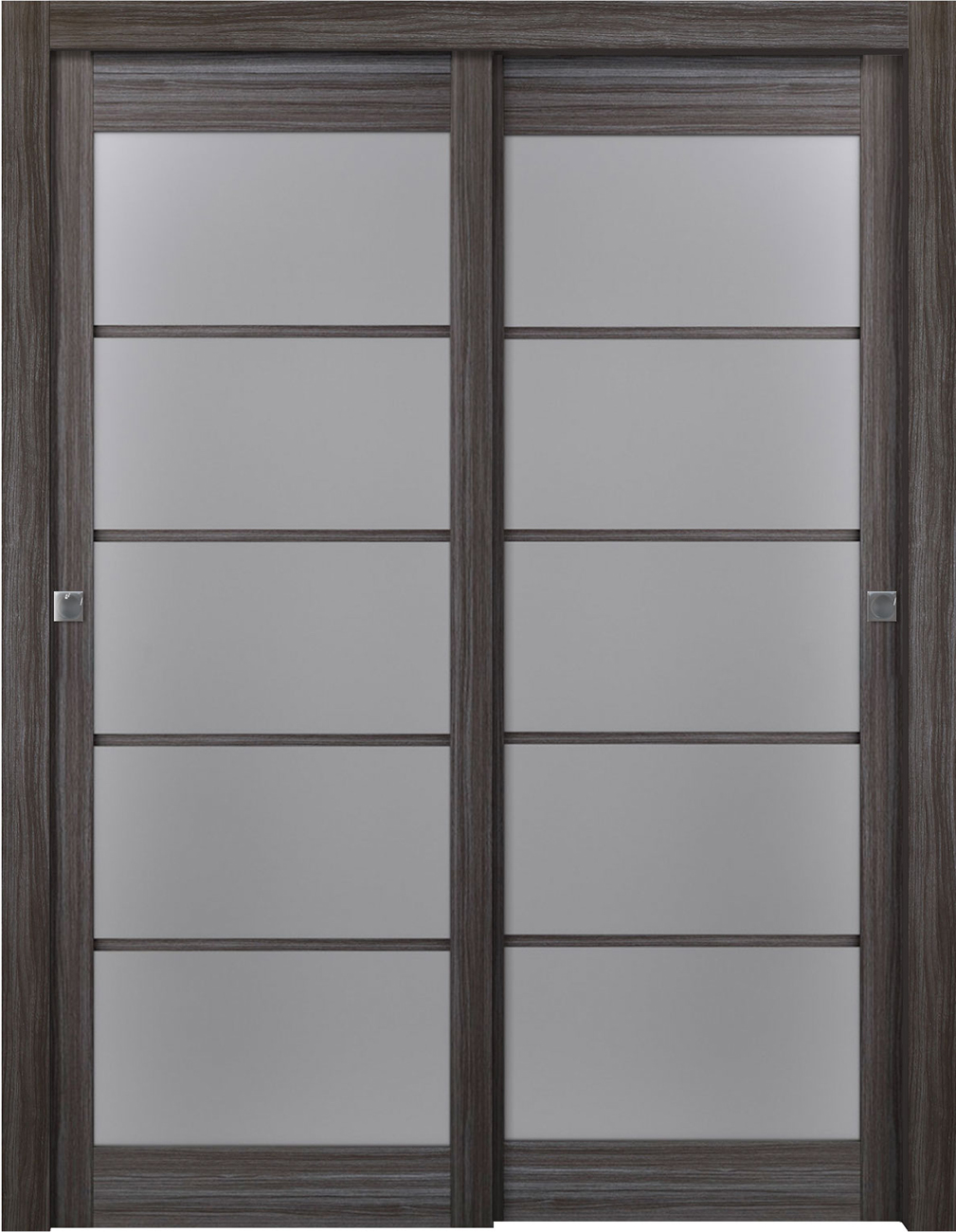 Palladio 5 Lite Vetro Gray Oak Bypass doors