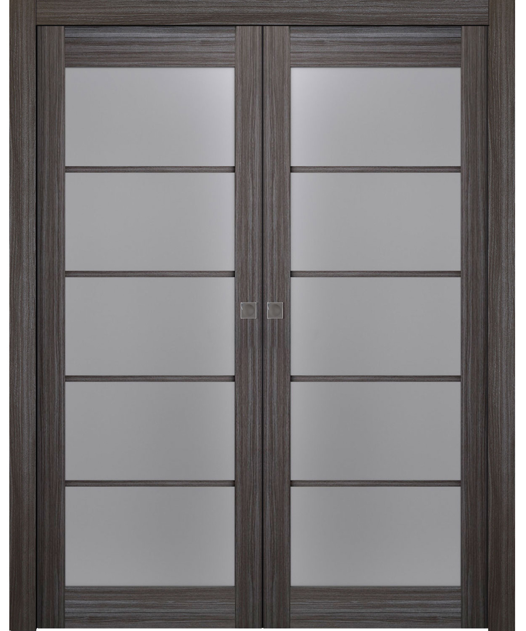 Palladio 5 Lite Vetro Gray Oak Double pocket doors